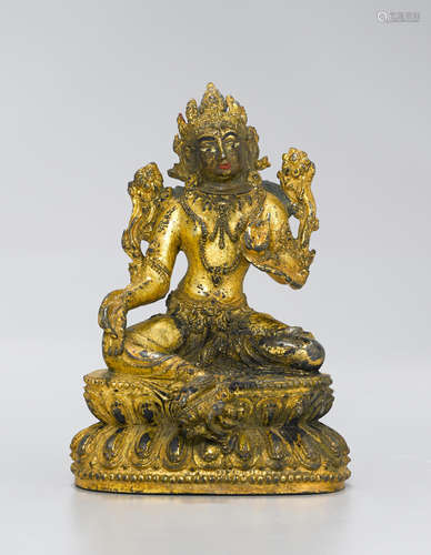 A copper alloy figure of Green Tara Tibeto-Chinese, 18th century