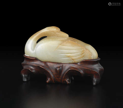 A mottled celadon jade archaistic goose Ming dynasty