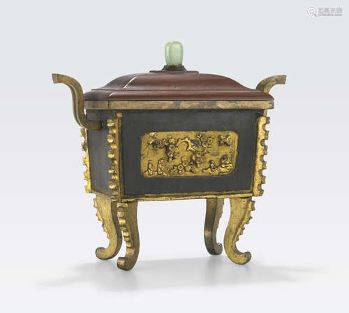 A gilt bronze footed censer 18th/19th century