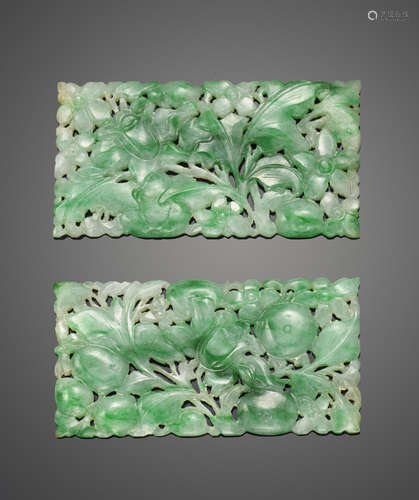 Two carved jadeite plaques