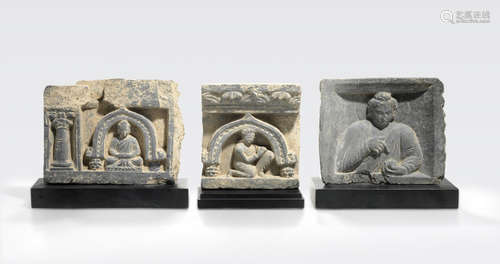 A group of three schist architectural fragments Ancient region of Gandhara, 2nd/3rd century