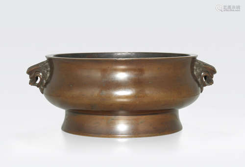 A large cast bronze censer Xuande mark, 18th century