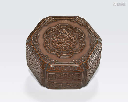 A carved bamboo veneer box Middle Qing dynasty