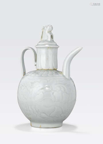 A qingbai glazed porcelain ewer with cover Song dynasty