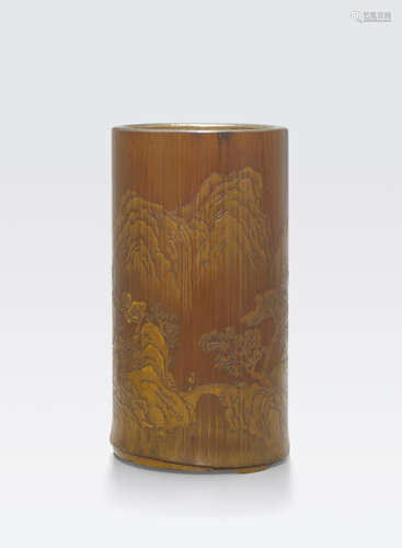 A carved bamboo brushpot 19th century