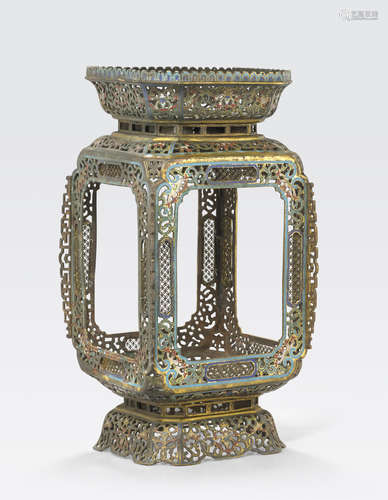 A champlevé enameled rectangular lantern 18th century