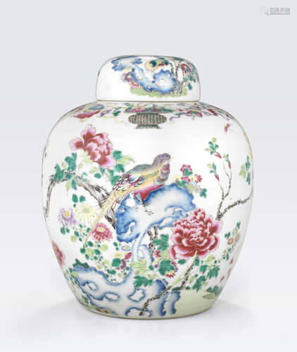 A famille rose enameled porcelain ginger jar Yongzheng period