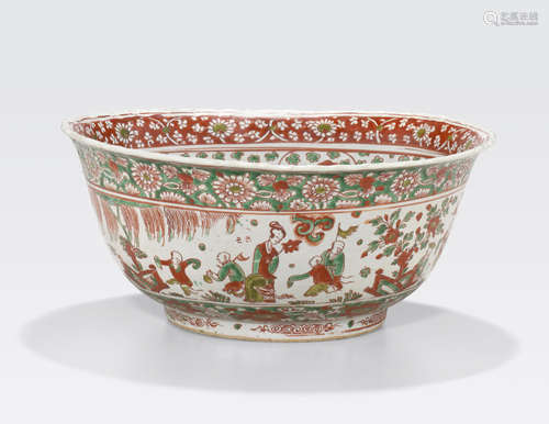 A large polychrome glazed porcelain bowl Late Ming dynasty, 17th century