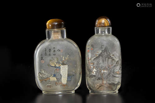 Two inside-painted glass snuff bottles 20th century