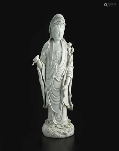 A fine Dehua standing figure of Guanyin Bo ji yu ren mark, 19th century