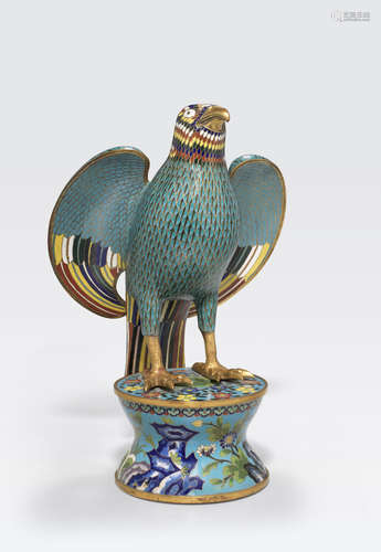 A cloisonné falcon 19th century