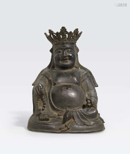 A bronze figure of the crowned Budai Ming dynasty