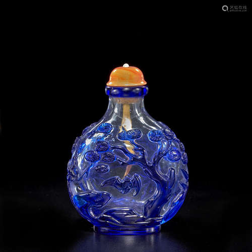 A sapphire blue overlaid clear glass snuff bottle 1760-1850