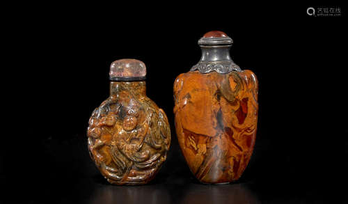 Two root amber snuff bottles 1780-1900