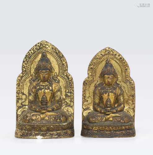 Two gilt clay tsa-tsa Tibet, 19th century or earlier