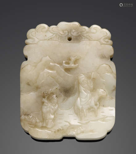 A carved jade plaque 19th century