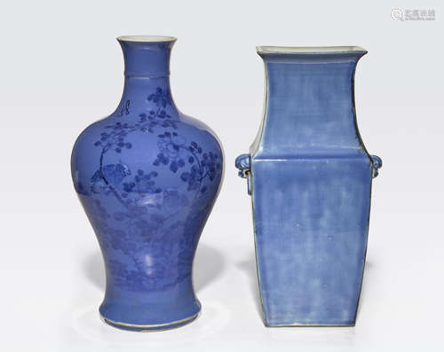 Two cobalt glazed porcelain vases Late Qing/Republic period