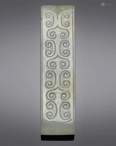 A white jade arahcistic sword slide Qing dynasty