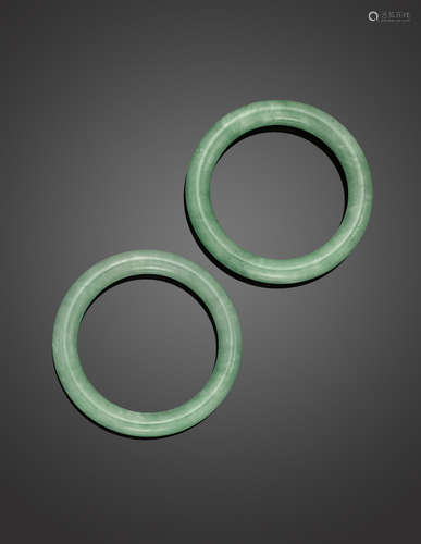 Two green jadeite bangles