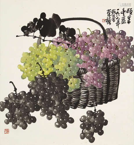 Su Baozhen (1916-1990) Grapes in a Basket