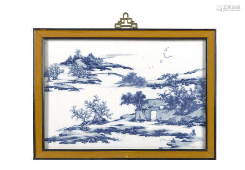 A blue and white porcelain plaque 20th century