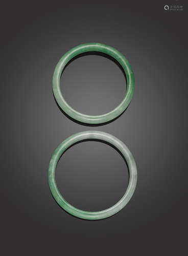 Two green jadeite bangles