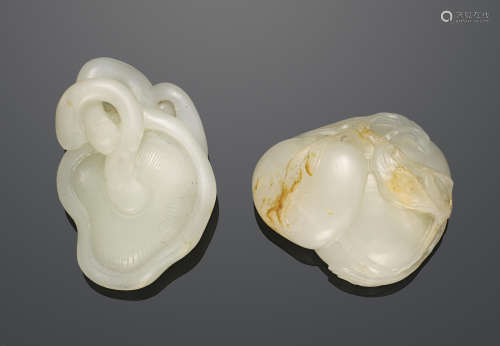 Two white jade toggles 19th century