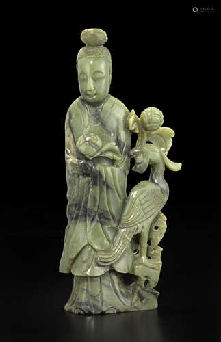 A green hardstone figure of a beauty Republic period