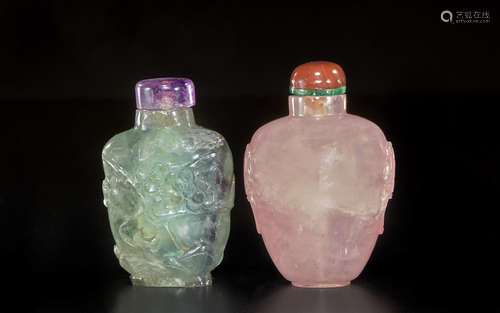 Two hardstone snuff bottles