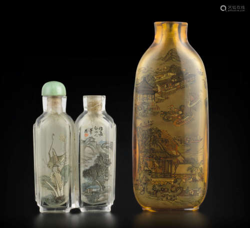 Two inside-painted glass snuff bottles,