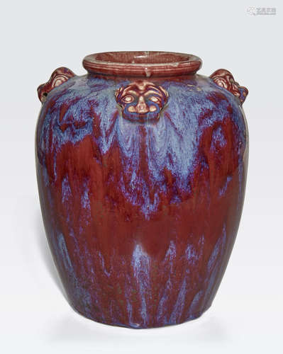 Transmutation glazed ovoid jar 19th century