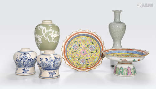 A group of six porcelain containers 18th century and later