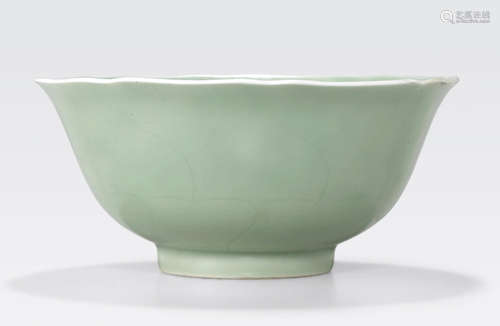 A celadon glazed floriform bowl Xuande mark, Kangxi period