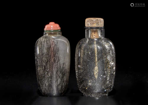 Two 'hair-crystal' snuff bottles 19th century