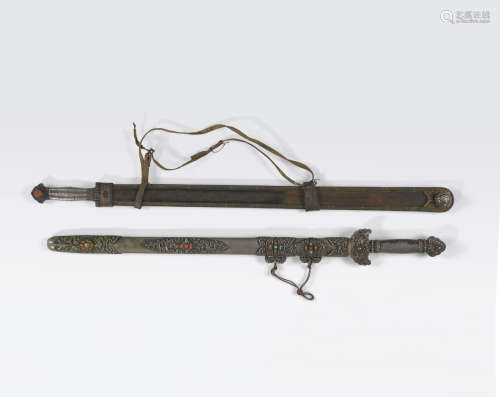 Two swords with scabbards Tibet and Mongolia
