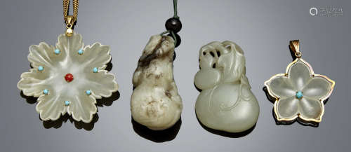 A group of four jade miniature carvings