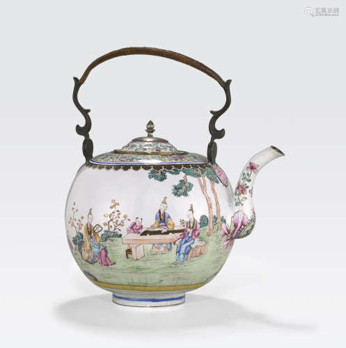 A Canton export enamel kettle 18th/19th century