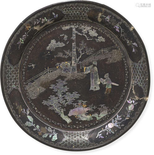 A lac burgauté circular saucer 17th century