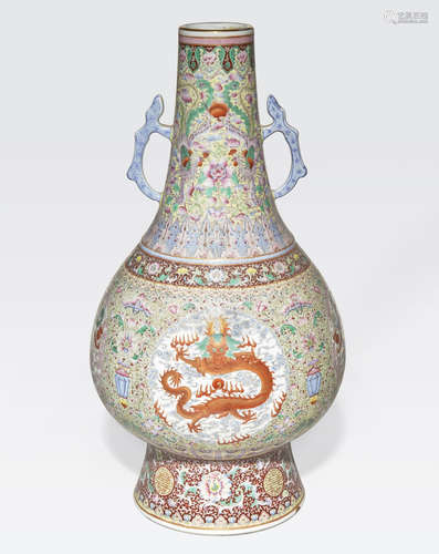 A famille rose baluster vase late 19th/early 20th century