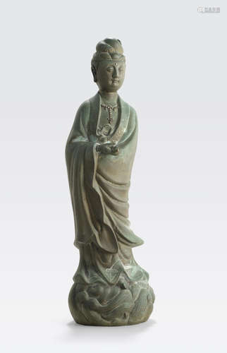 A silver wire inlaid bronze model of Guanyin Shisou mark