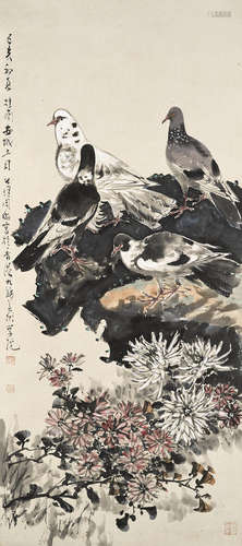 Zhou Gongli (1903-1990) and Anonymous Two paintings of Flowers and Birds