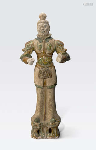 A LARGE SANCAI GLAZED GUARDIAN FIGURE Tang dynasty