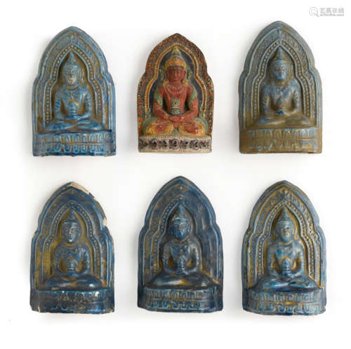 A group of six clay tsa-tsa of Amitayus Tibet, 19th century or earlier