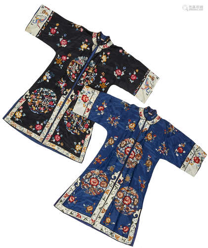 Two embroidered silk coats made for export Republic period