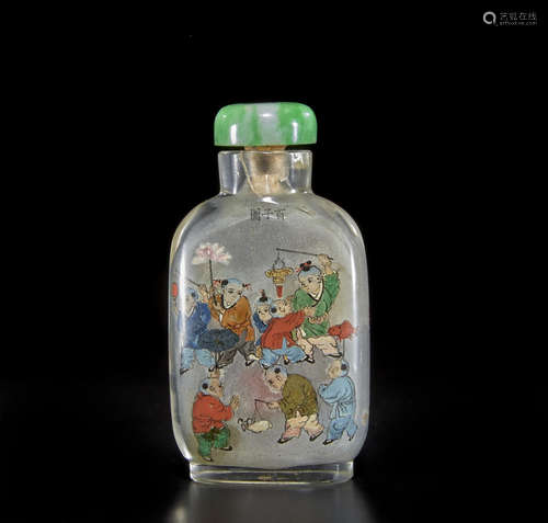 An inside-painted glass snuff bottle Ma Family, dated 1912