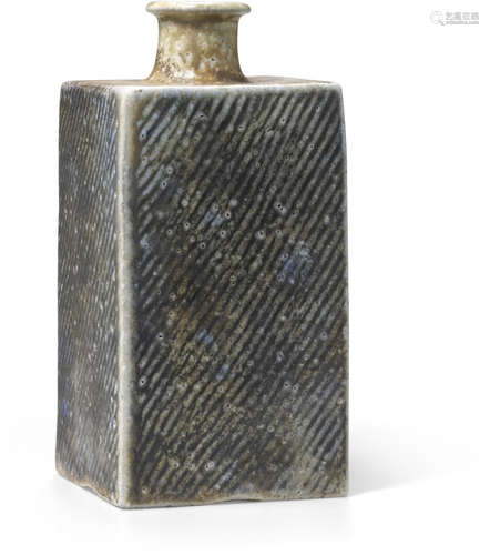 Shimaoka Tatsuzo (1919-2007) A square-shaped stoneware bottle (tsubo) Showa era (1926-1989), late 20th century