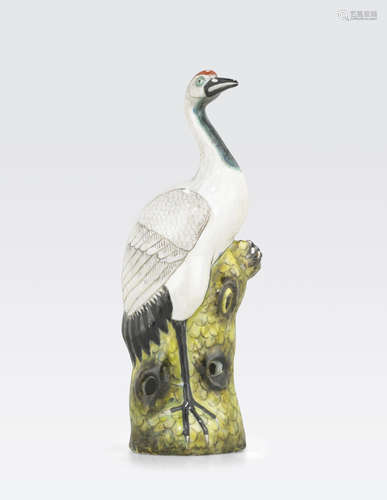 A polychrome enameled crane Late Qing/Republic period