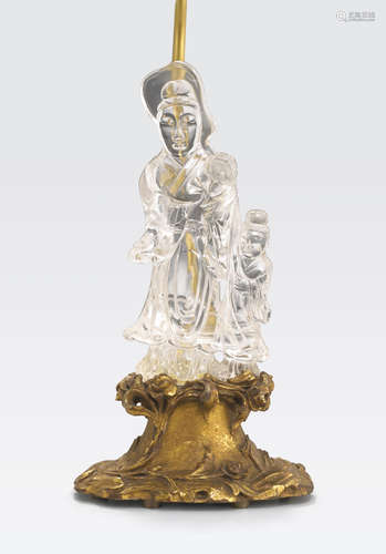 A rock crystal Guanyin and attendant Republic period