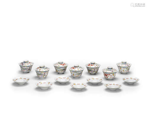 A set of porcelain tea bowls Guangxu marks, Republic period