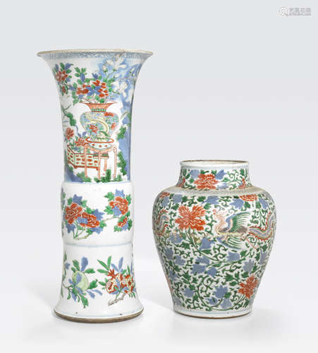 Two wucai-decorated porcelains 17th century